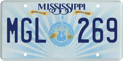 MS license plate MGL269