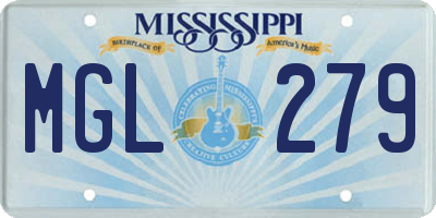 MS license plate MGL279