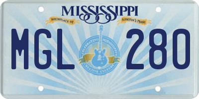 MS license plate MGL280