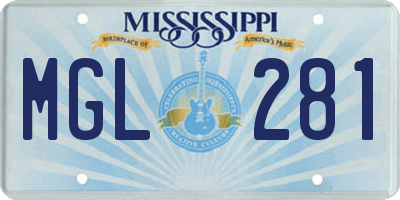 MS license plate MGL281
