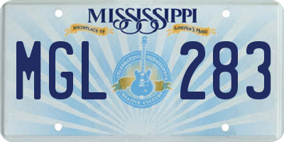 MS license plate MGL283