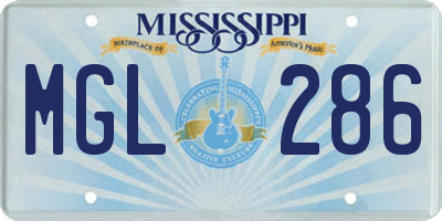 MS license plate MGL286