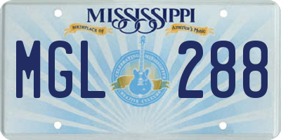 MS license plate MGL288