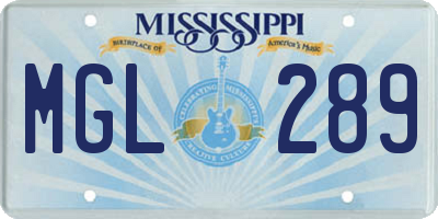 MS license plate MGL289