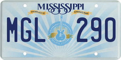 MS license plate MGL290