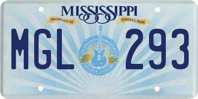 MS license plate MGL293