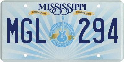 MS license plate MGL294