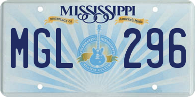 MS license plate MGL296