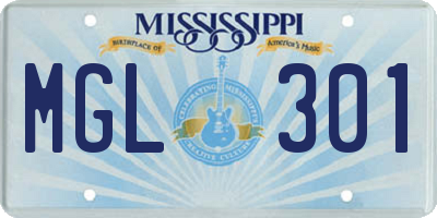MS license plate MGL301