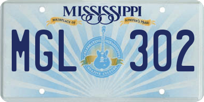 MS license plate MGL302