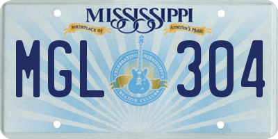 MS license plate MGL304