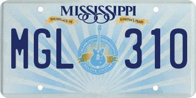 MS license plate MGL310