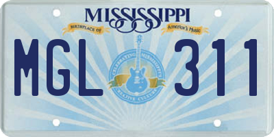 MS license plate MGL311
