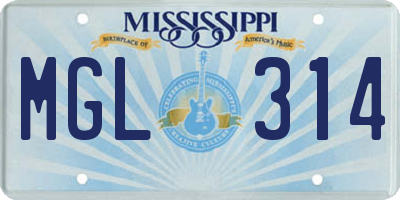 MS license plate MGL314