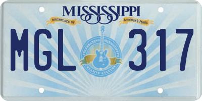 MS license plate MGL317