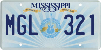 MS license plate MGL321