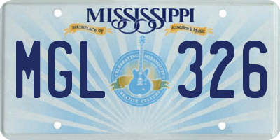MS license plate MGL326