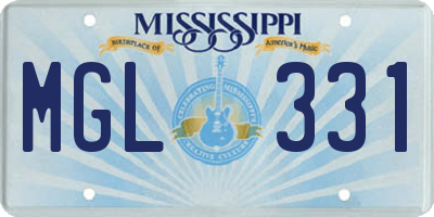MS license plate MGL331