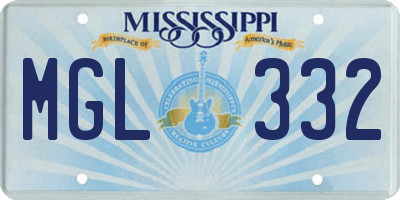 MS license plate MGL332