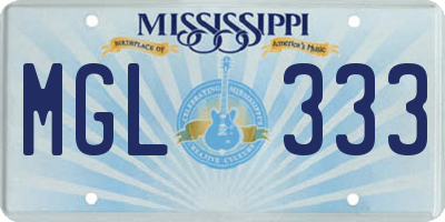 MS license plate MGL333