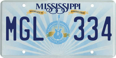 MS license plate MGL334