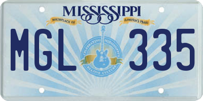 MS license plate MGL335