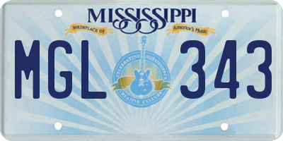 MS license plate MGL343