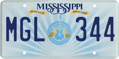 MS license plate MGL344