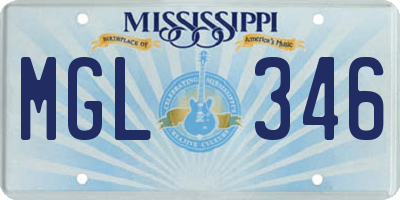MS license plate MGL346