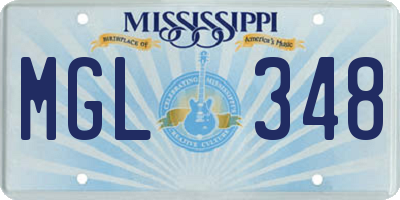 MS license plate MGL348