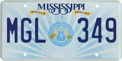 MS license plate MGL349