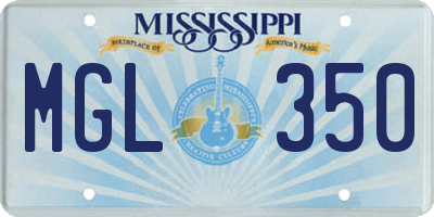 MS license plate MGL350