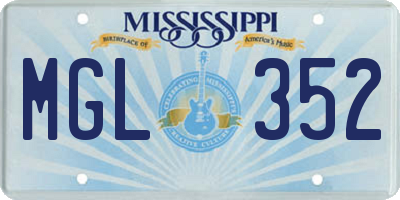 MS license plate MGL352