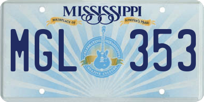 MS license plate MGL353