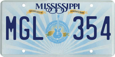 MS license plate MGL354