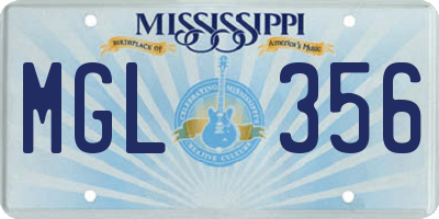 MS license plate MGL356