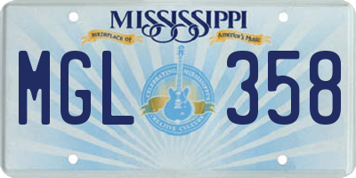 MS license plate MGL358
