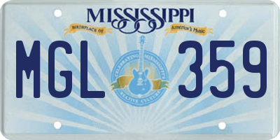 MS license plate MGL359