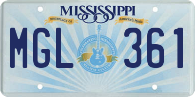 MS license plate MGL361