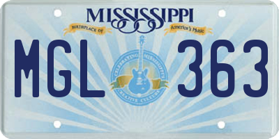 MS license plate MGL363