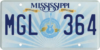 MS license plate MGL364