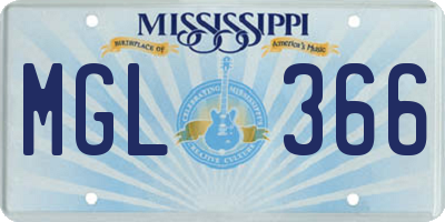 MS license plate MGL366