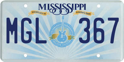 MS license plate MGL367