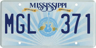 MS license plate MGL371