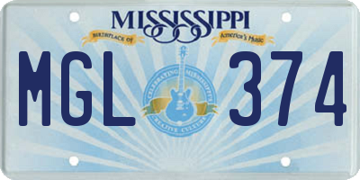 MS license plate MGL374