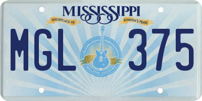 MS license plate MGL375