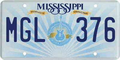 MS license plate MGL376