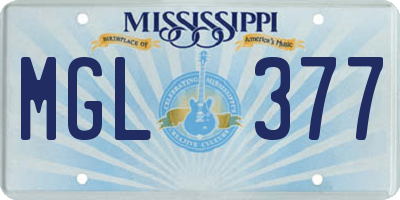 MS license plate MGL377