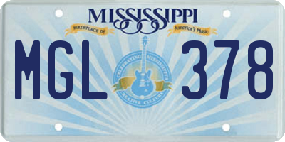 MS license plate MGL378