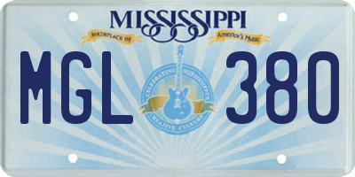 MS license plate MGL380
